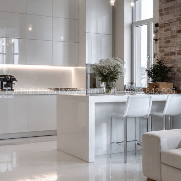 Mẫu Tủ Bếp Nhựa Màu Trắng Tinh Tế – Xu Hướng 2025 Sang Trọng, Bền Bỉ Trên 20 Năm