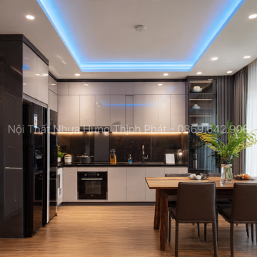 Tủ Bếp Nhựa Vincoplast Cánh Phủ Bóng Acrylic – Sang Trọng & Hiện Đại Cho Không Gian Bếp Việt