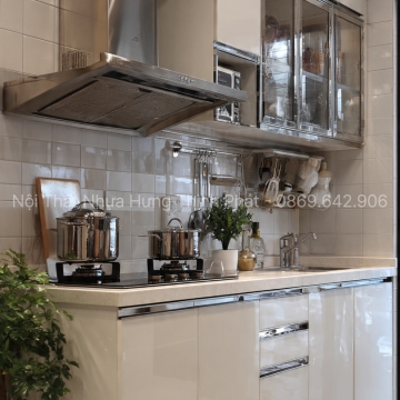 Tủ bếp nhựa cho chung cư – Tối ưu 5m² vẫn đẹp, sang trọng & chống nước 100%