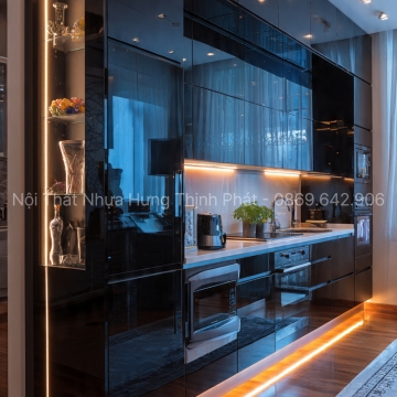 Tủ bếp nhựa kết hợp đèn LED – Tạo điểm nhấn sang trọng, hiện đại cho không gian bếp
