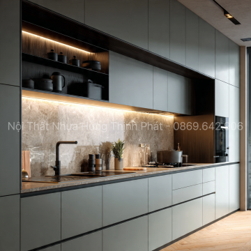 Tủ Bếp Nhựa Cao Cấp 2 Tầng Đi Kèm Phụ Kiện Đèn Led – Giải Pháp Hoàn Hảo Cho Không Gian Bếp Hiện Đại