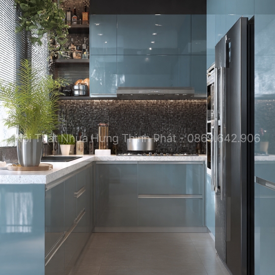 Tủ bếp nhựa inox – Kết hợp hoàn hảo giữa bền và đẹp cho không gian bếp hiện đại