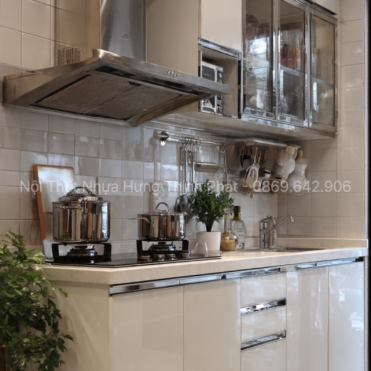 Tủ bếp nhựa cho chung cư – Tối ưu 5m² vẫn đẹp, sang trọng & chống nước 100%