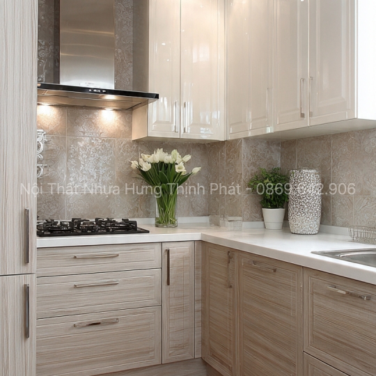 Tủ bếp nhựa cho phong cách Scandinavian – Trắng – Gỗ siêu đẹp, tinh tế và bền vững theo thời gian