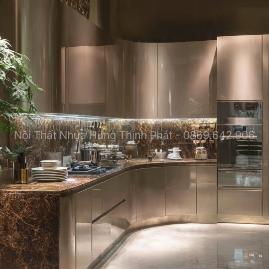 Tủ bếp nhựa inox – Kết hợp hoàn hảo giữa bền và đẹp cho không gian bếp hiện đại