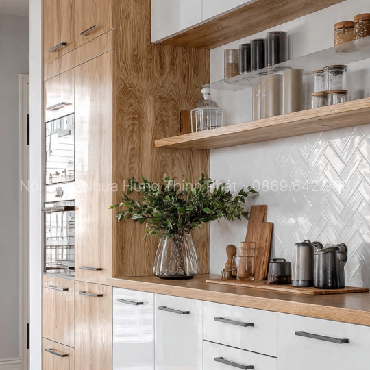 Tủ bếp nhựa cho phong cách Scandinavian – Trắng – Gỗ siêu đẹp, tinh tế và bền vững theo thời gian