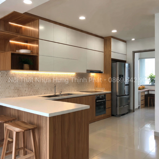 Tủ bếp nhựa Vincoplast kèm phụ kiện cao cấp – Giải pháp hoàn hảo cho không gian bếp hiện đại