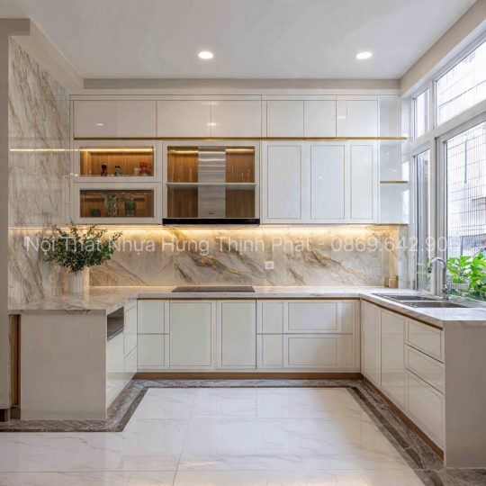 Tủ Bếp Nhựa Vincoplast Kèm Phụ Kiện Và Đèn Led – Không Gian Bếp Hiện Đại, Sang Trọng Cho Mọi Gia Đình