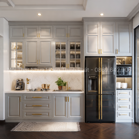 Tủ Bếp Nhựa Vincoplast Kèm Phụ Kiện Và Đèn Led – Không Gian Bếp Hiện Đại, Sang Trọng Cho Mọi Gia Đình