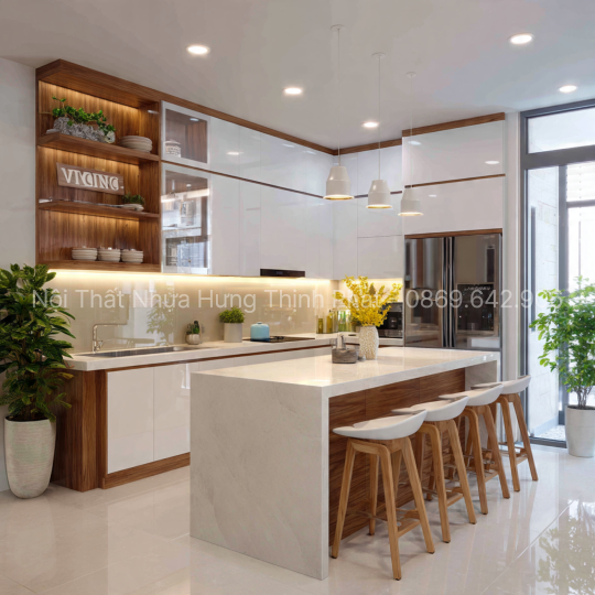 Tủ Bếp Nhựa Vincoplast Kèm Phụ Kiện Và Đèn Led – Không Gian Bếp Hiện Đại, Sang Trọng Cho Mọi Gia Đình