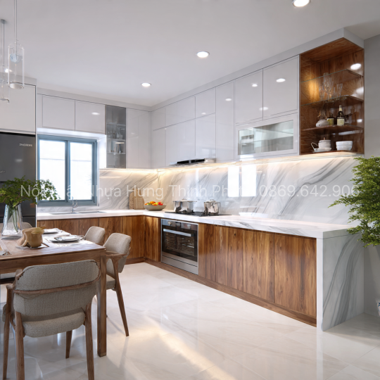 Tủ bếp nhựa cao cấp Ecoplast cánh Acrylic – Đẳng cấp sang trọng cho không gian bếp hiện đại