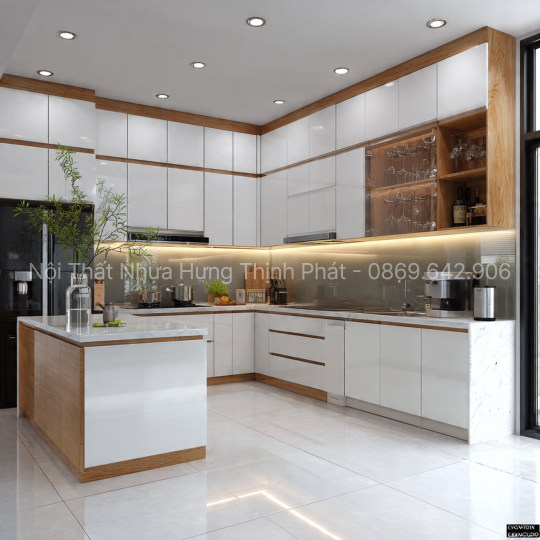 Tủ bếp nhựa cao cấp Ecoplast cánh Acrylic – Đẳng cấp sang trọng cho không gian bếp hiện đại