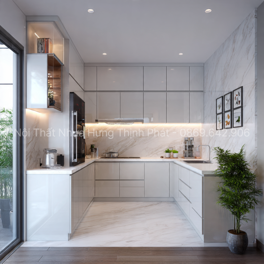 Tủ Bếp Nhựa Vincoplast Cánh Phủ Bóng Acrylic – Sang Trọng & Hiện Đại Cho Không Gian Bếp Việt