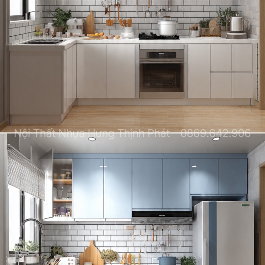 Tủ bếp nhựa cho chung cư – Tối ưu 5m² vẫn đẹp, sang trọng & chống nước 100%