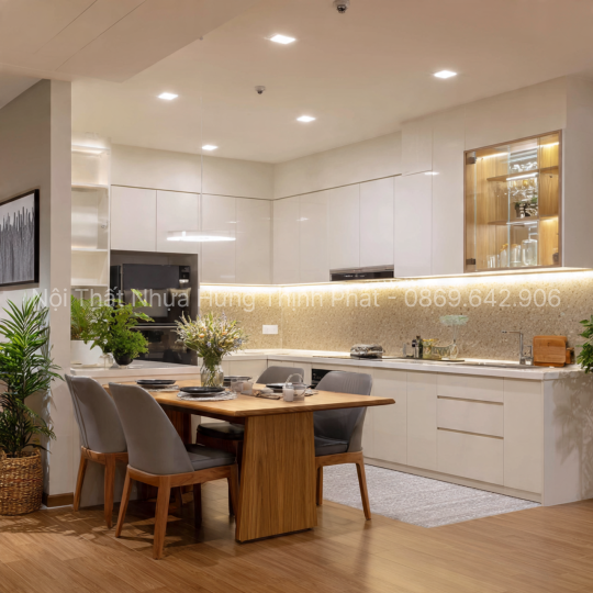 Tủ Bếp Nhựa Vincoplast Cánh Phủ Bóng Acrylic – Sang Trọng & Hiện Đại Cho Không Gian Bếp Việt